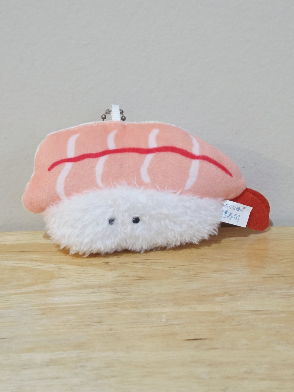 *4 for $20* Tsuburana Hitomi Ebi Sushi Plush Keychain - Shrimp Nigiri